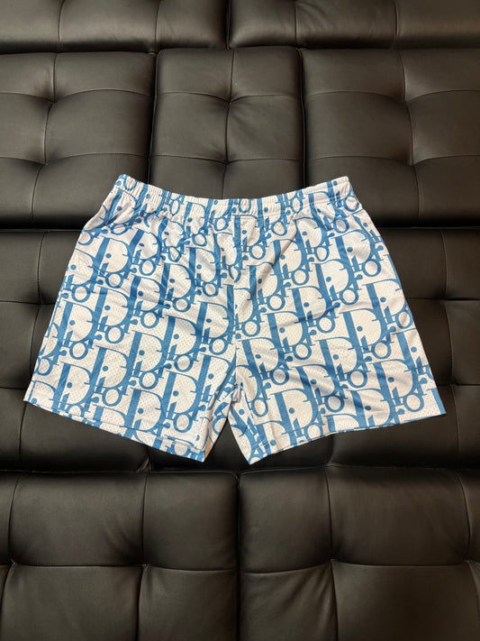 Summer Mesh Shorts (White/Baby Blue)