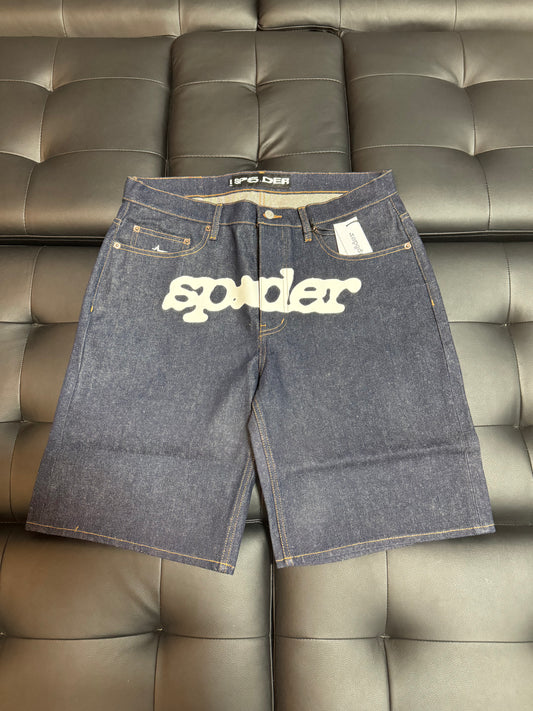 Sp5der Logo Denim Shorts
