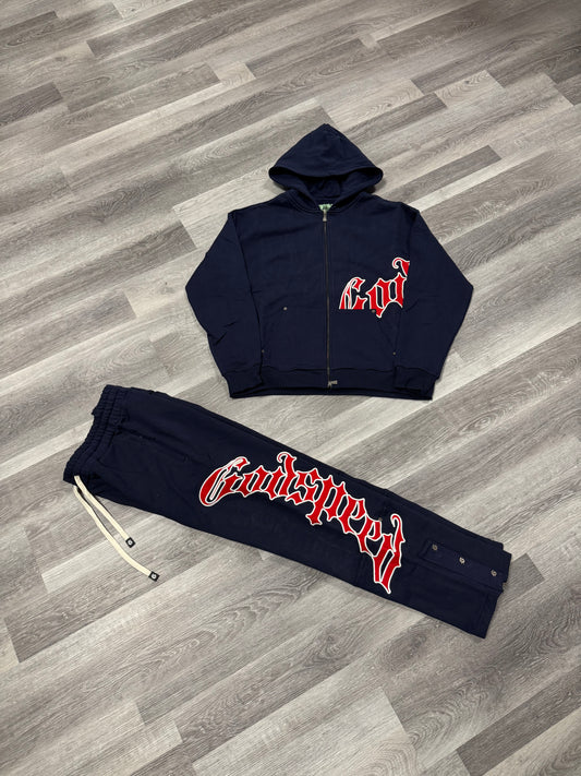 Godspeed Sweatsuit (Navy/Red)