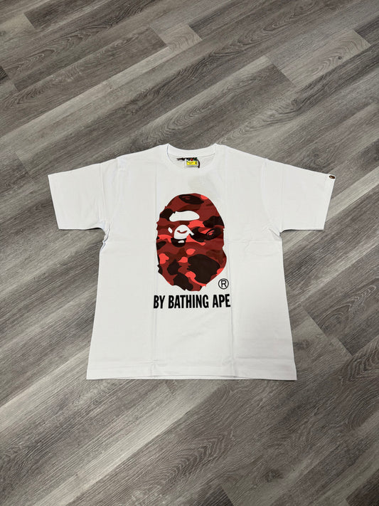 Bape Big Head Red Camo Tee (White)