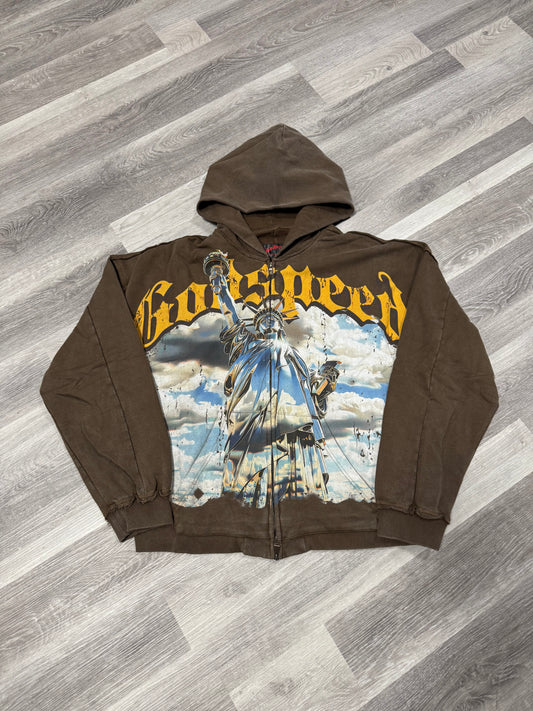 Godspeed Liberty Zip Up Hoodie (Brown Wash)