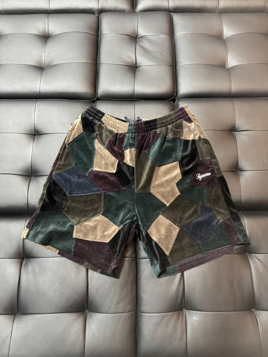 Supreme Velour Patchwork Shorts (Camo)