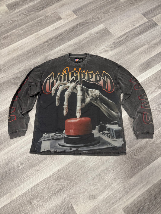 Godspeed Code Red Longsleeve Tee (Grey Wash)