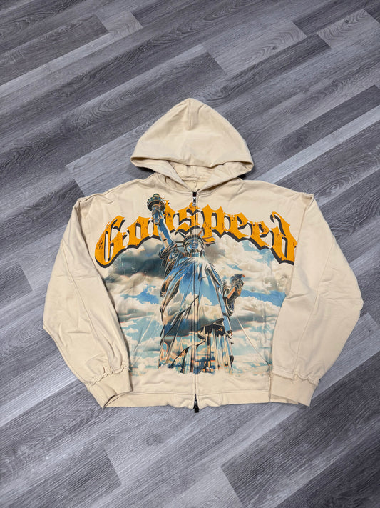 Godspeed Liberty Zip Up Hoodie (Bone)