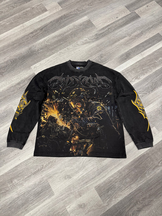 Godspeed Steel Sharpens Steel Longsleeve Tee (Black Wash)